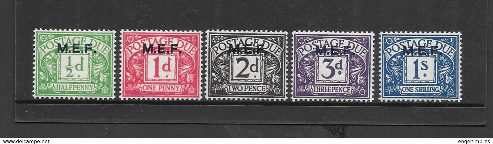 GB George 6th - Postage Dues  MEF Overprints (5)  Mint Hinged - See Scan - Nuevos