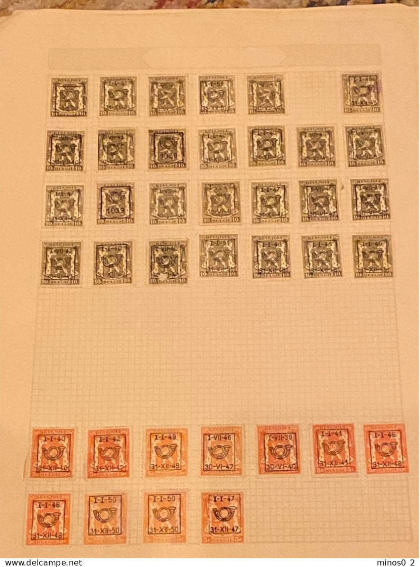 Collection de timbres sur 15 ff. préoblitérés ( PRE ) et avec surcharge