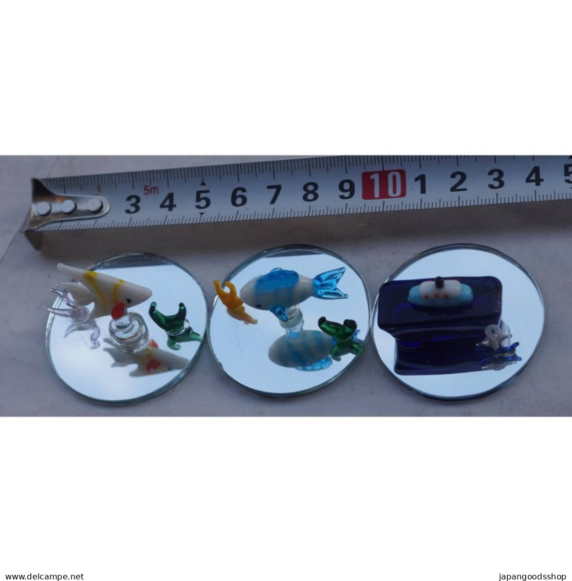 3 Small Glass Figurines Marine Life - Fish