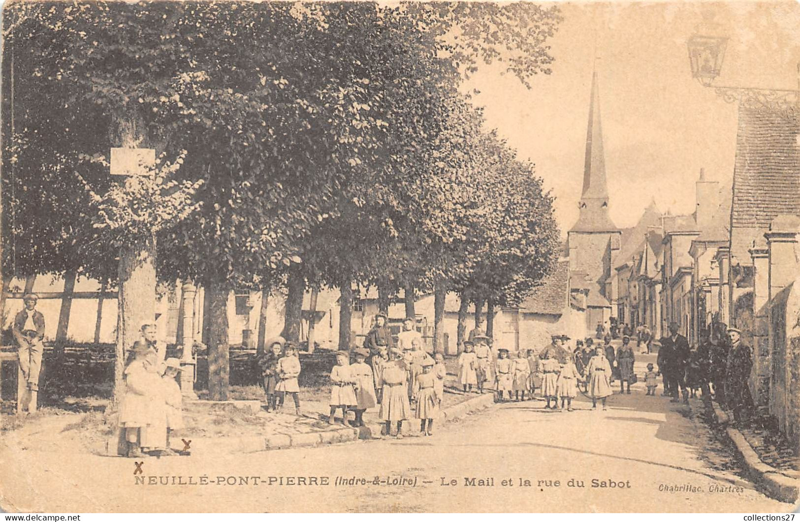 37-NEUILLE-PONT-PIERRE- LE MAIL ET LA RUE DU SABOT - Neuillé-Pont-Pierre