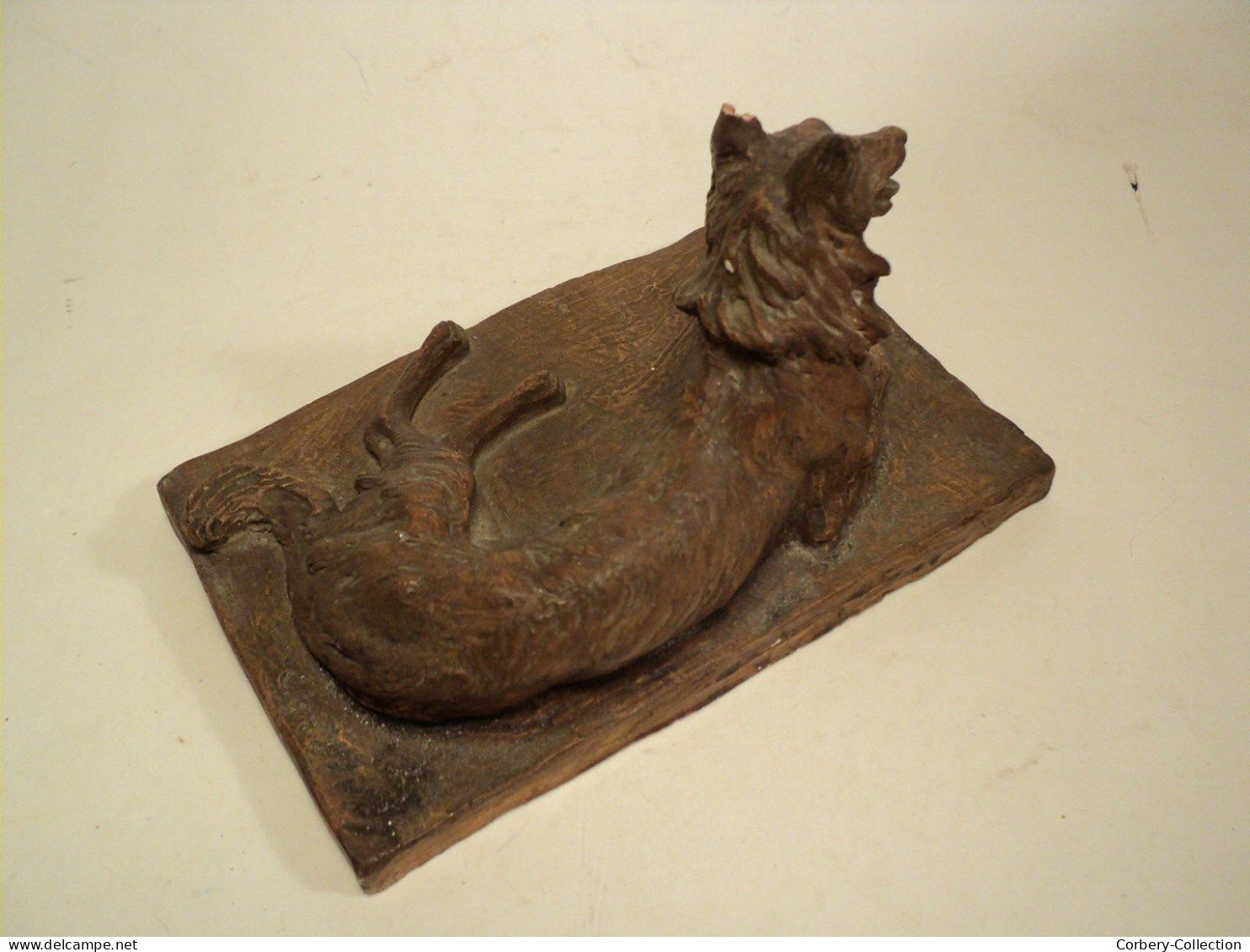 Charles Chivot (1866-1941) Chien Sculpture Terre Cuite Patinée Signée - Andere & Zonder Classificatie