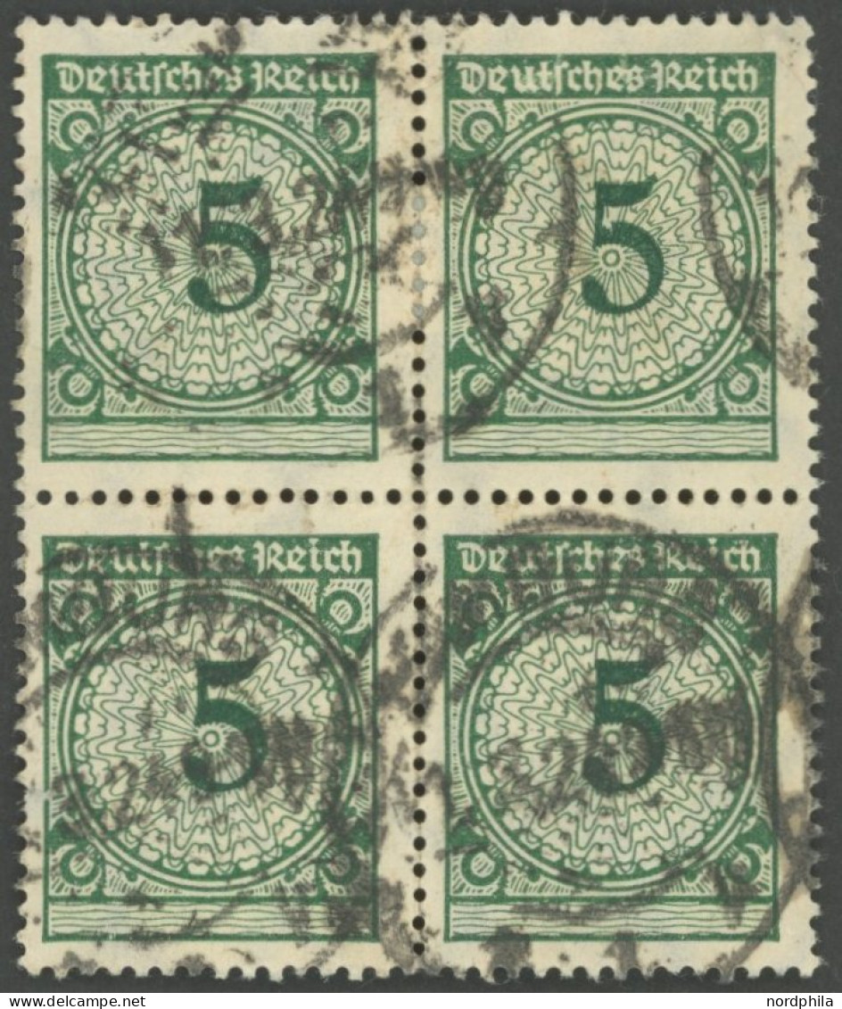 Dt. Reich 339III O, 1923, 5 Pf. Grün Mit Abart überfette 5 Im Viererblock Mit Normalen Marken, Pracht - Autres & Non Classés