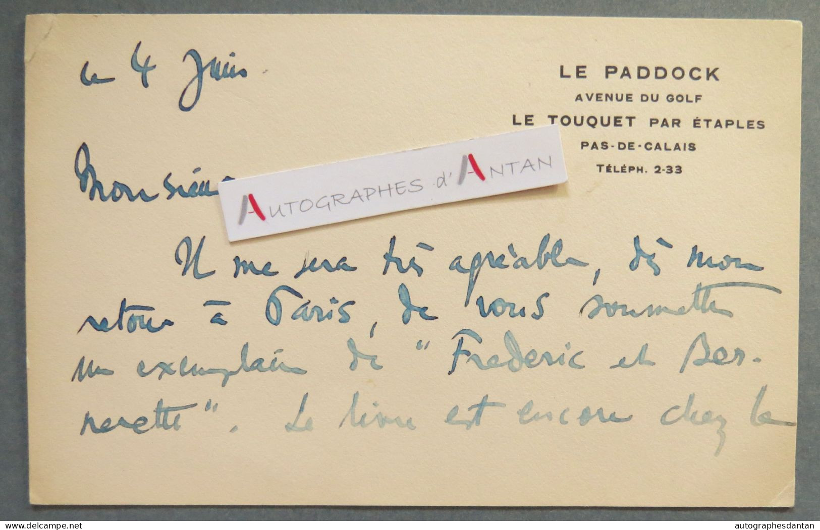 ● Jacques BOULLAIRE Peintre Graveur - Le Paddock - Le Touquet Par Etaples (Pas De Calais) - Carte Lettre Autographe - Schilders & Beeldhouwers