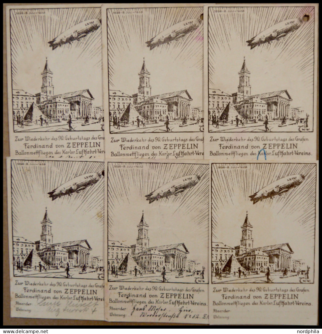 ALTE ANSICHTSKARTEN 1928, Luftfahrt-Verein Ballonfliegen Karlsruhe, 6 Sonderkarten Für Kinderballonveranstaltung, 4 Gelo - Autres & Non Classés