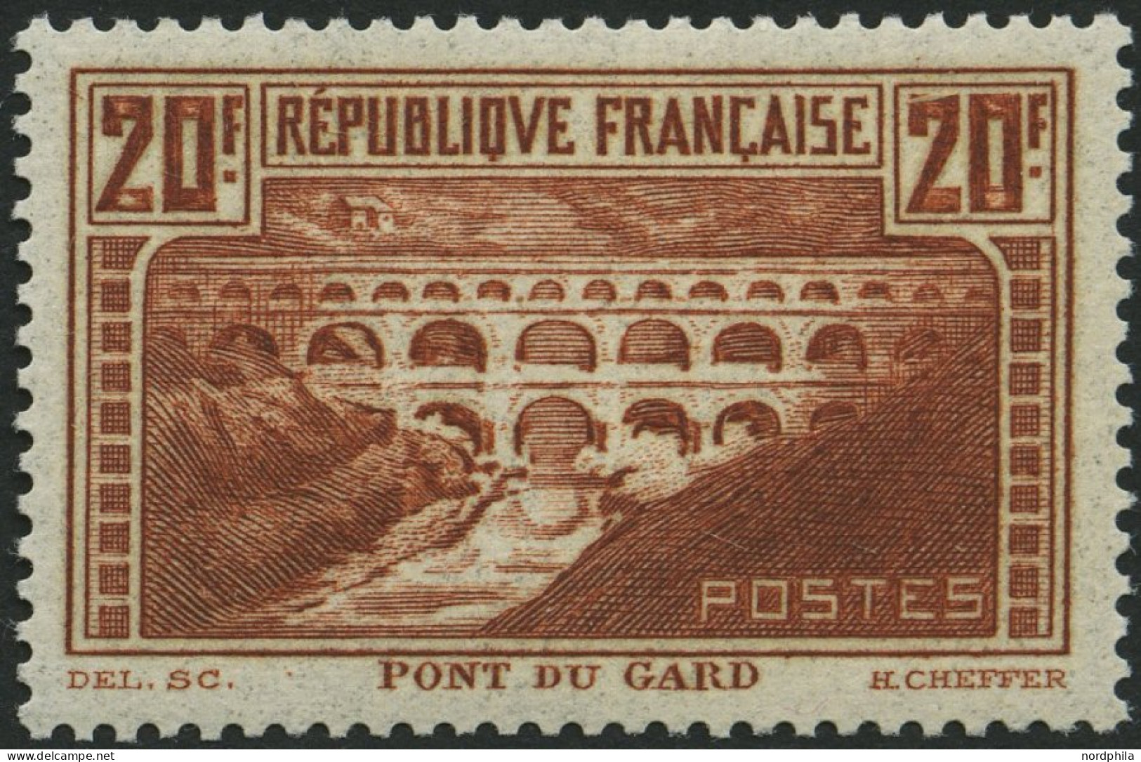 FRANKREICH 242C , 1931, 20 Fr. Brücke über Den Gard, Gezähnt K 13, Type IIA (Yvert 262c), Pracht, Yvert 625.- EUR - Sonstige & Ohne Zuordnung