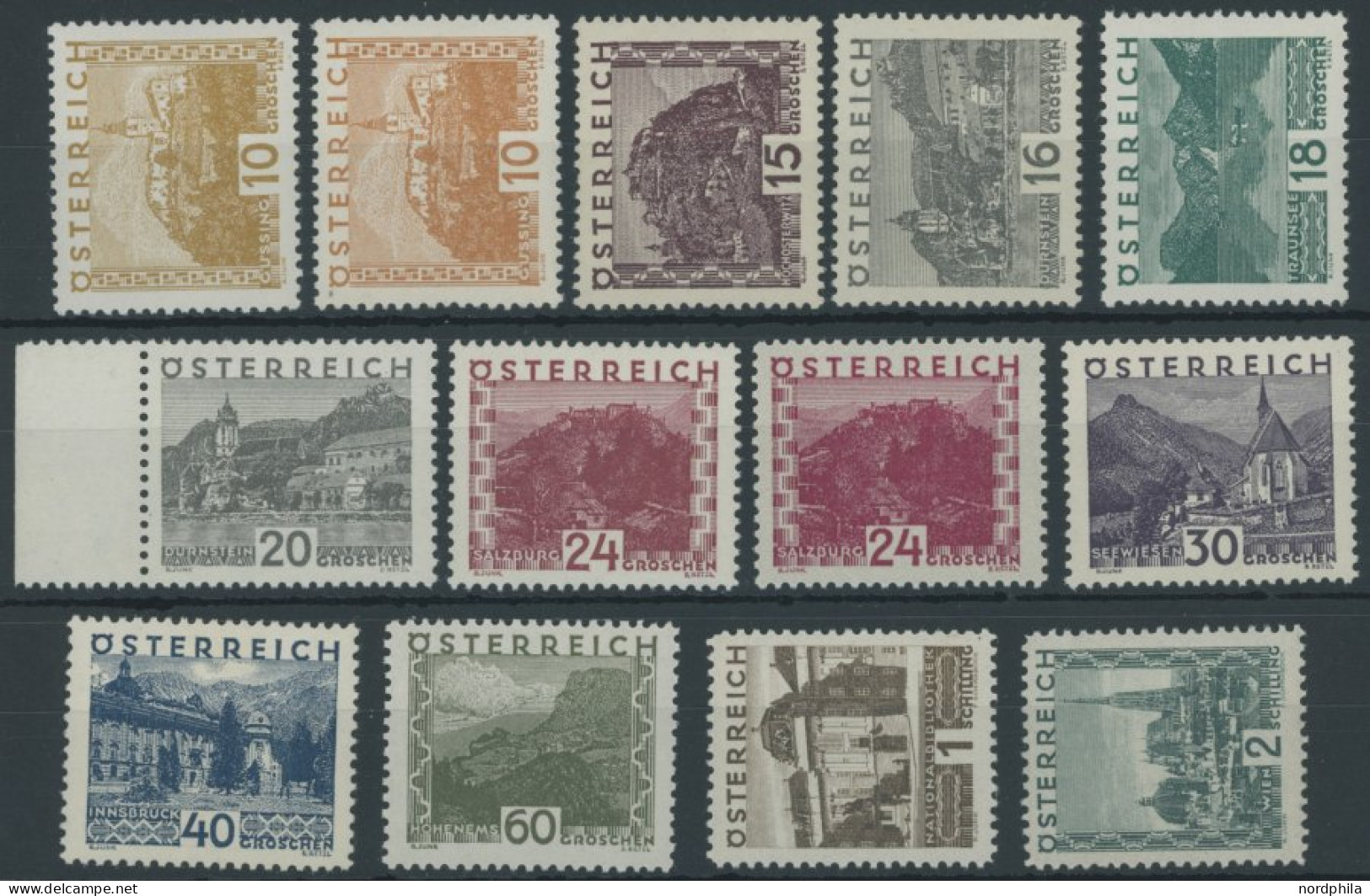 ÖSTERREICH 1918-1938 498-507,09-11 , 1929, Landschaften, Ohne 50 G., 13 Postfrische Prachtwerte, Mi. 820.- - Otros & Sin Clasificación