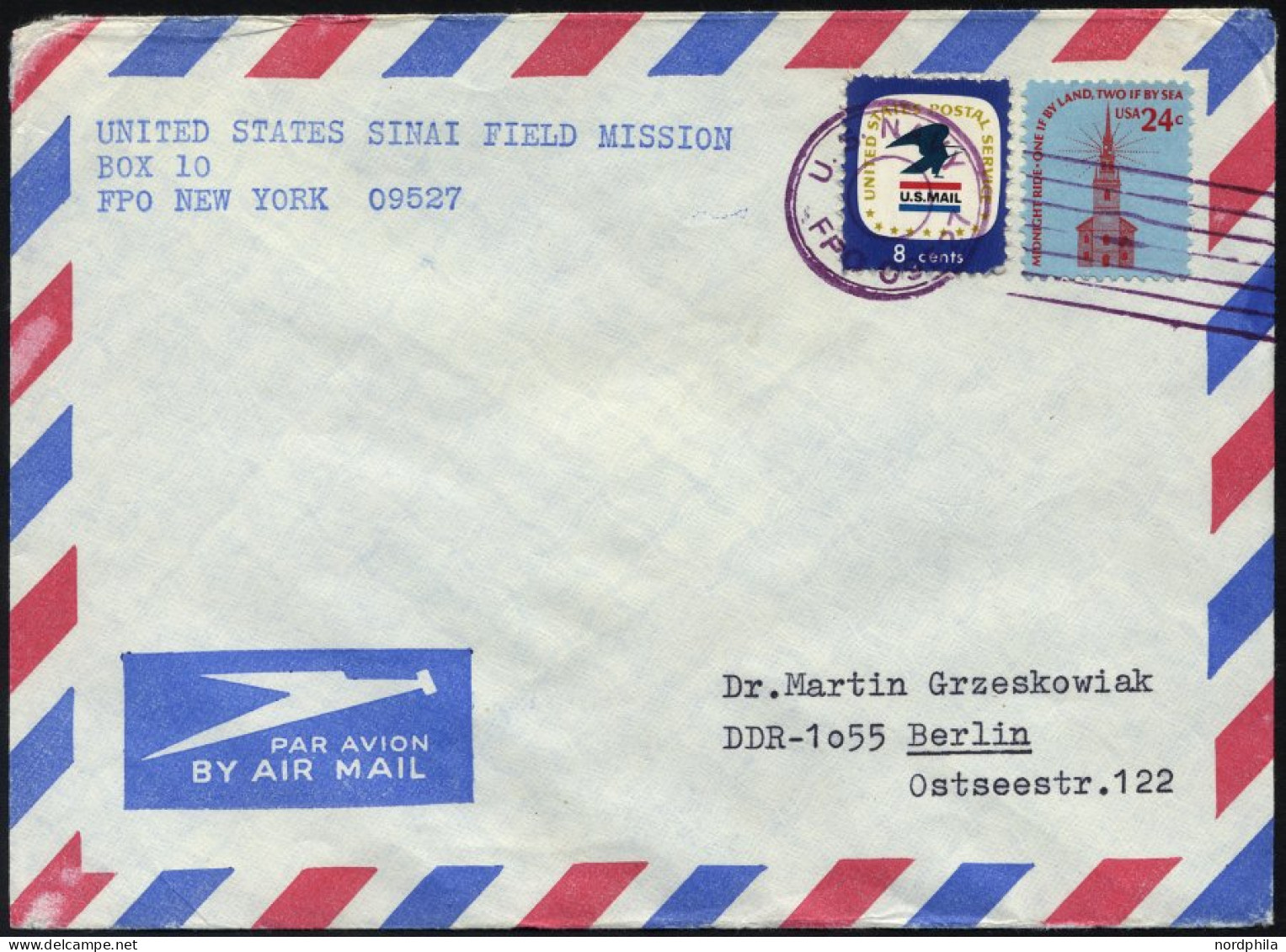 FELDPOST 1977, Feldpostbrief Der US-Navy Mit Stempel Der Sinai-Field-Mission, Pracht - Covers & Documents