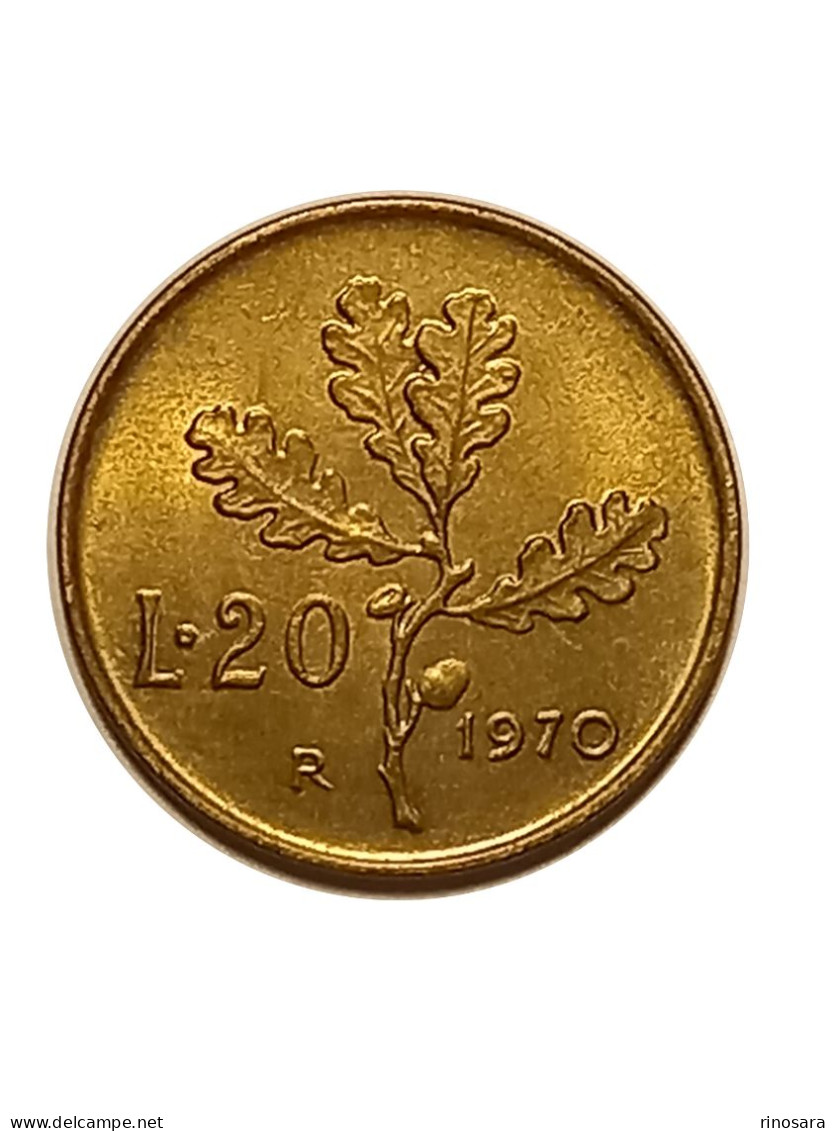 Errore Di Conio 20 Lire 1970 Repubblica Italliana - Errores Y Curiosidades