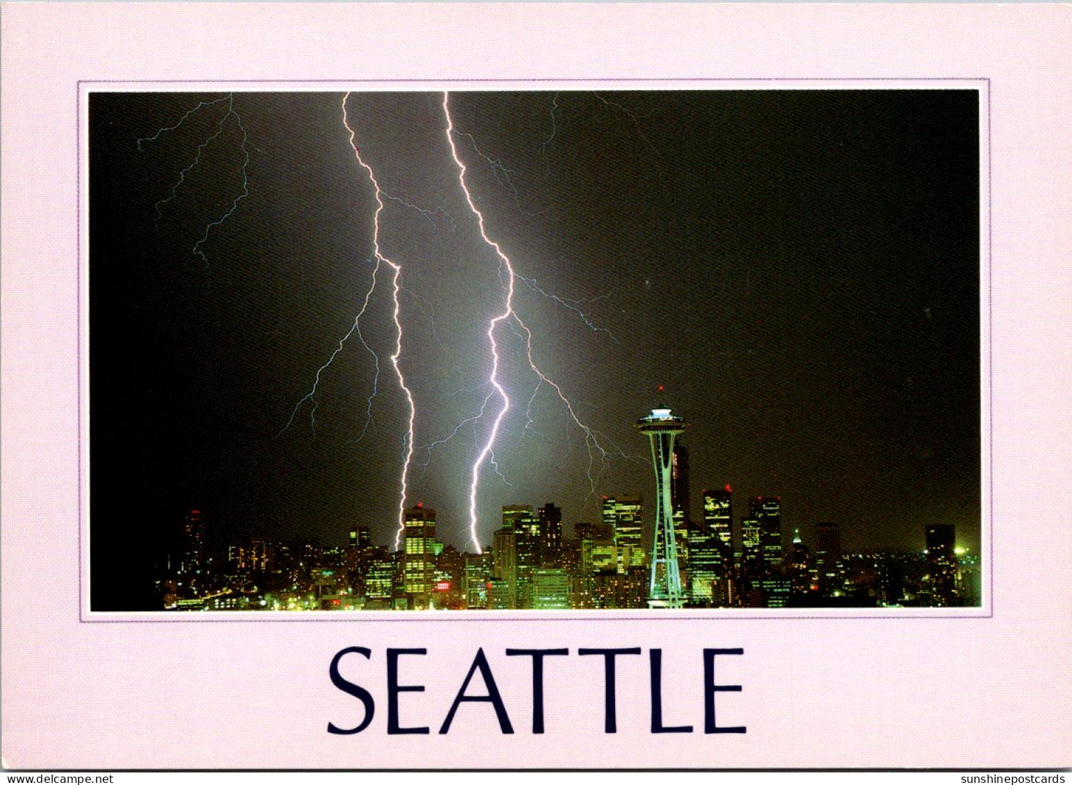 Washington Seattle Lightning Strikes Over The Skyline - Seattle