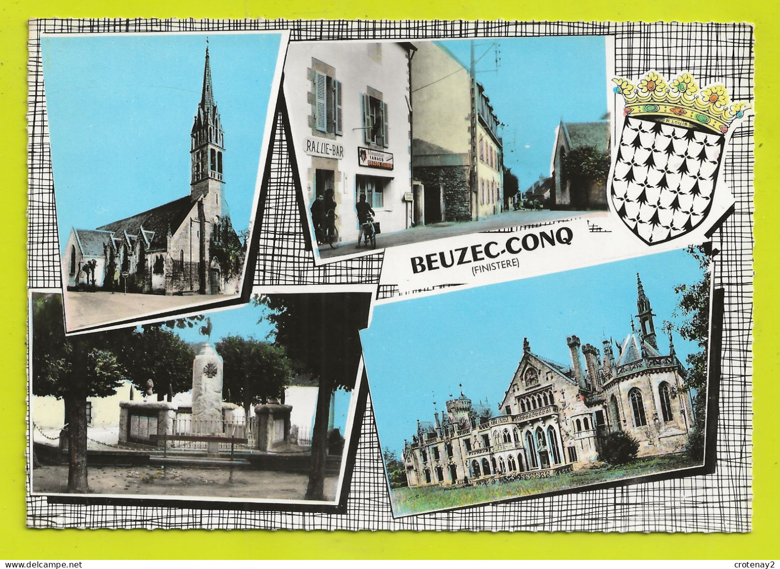 29 BEUZEC-CONQ N° Lu 3 Rallie Bar Alimentation Tabac Vélos Personnages Eglise Monuments Blason - Beuzec-Cap-Sizun