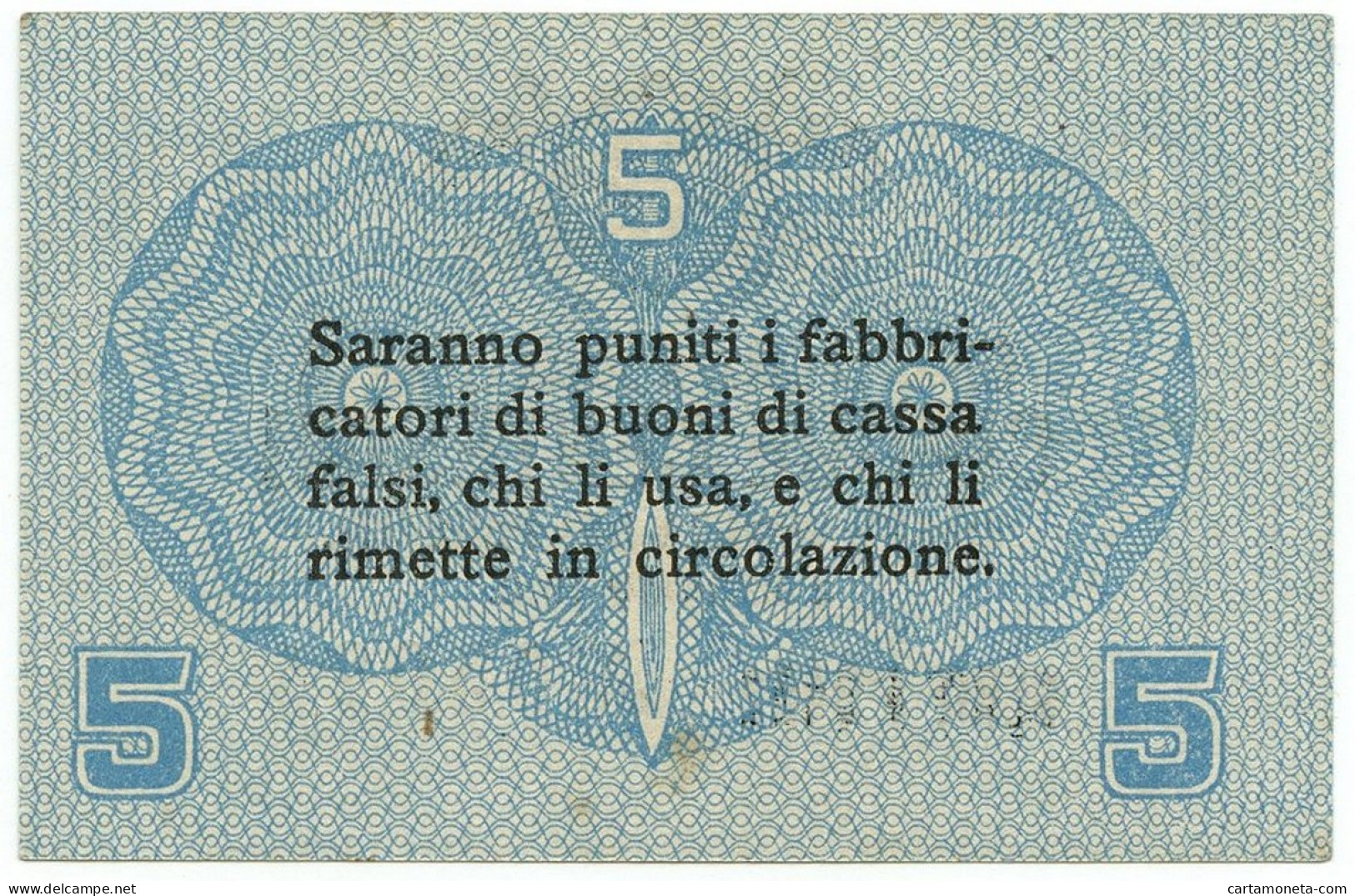 5 CENTESIMI CASSA VENETA DEI PRESTITI OCCUPAZIONE AUSTRIACA 02/01/1918 SUP - Occupazione Austriaca Di Venezia