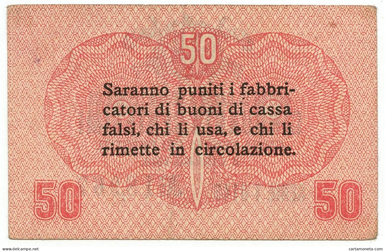 50 CENTESIMI CASSA VENETA DEI PRESTITI OCCUPAZIONE AUSTRIACA 02/01/1918 BB/SPL - Occupazione Austriaca Di Venezia