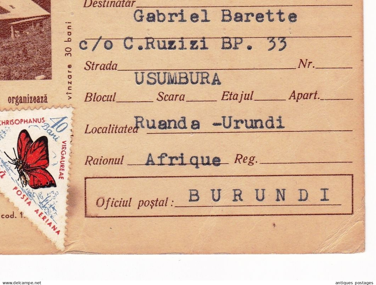 Carte Postale 1964 Iași Roumanie România Burundi Ruanda-Urundi - Brieven En Documenten