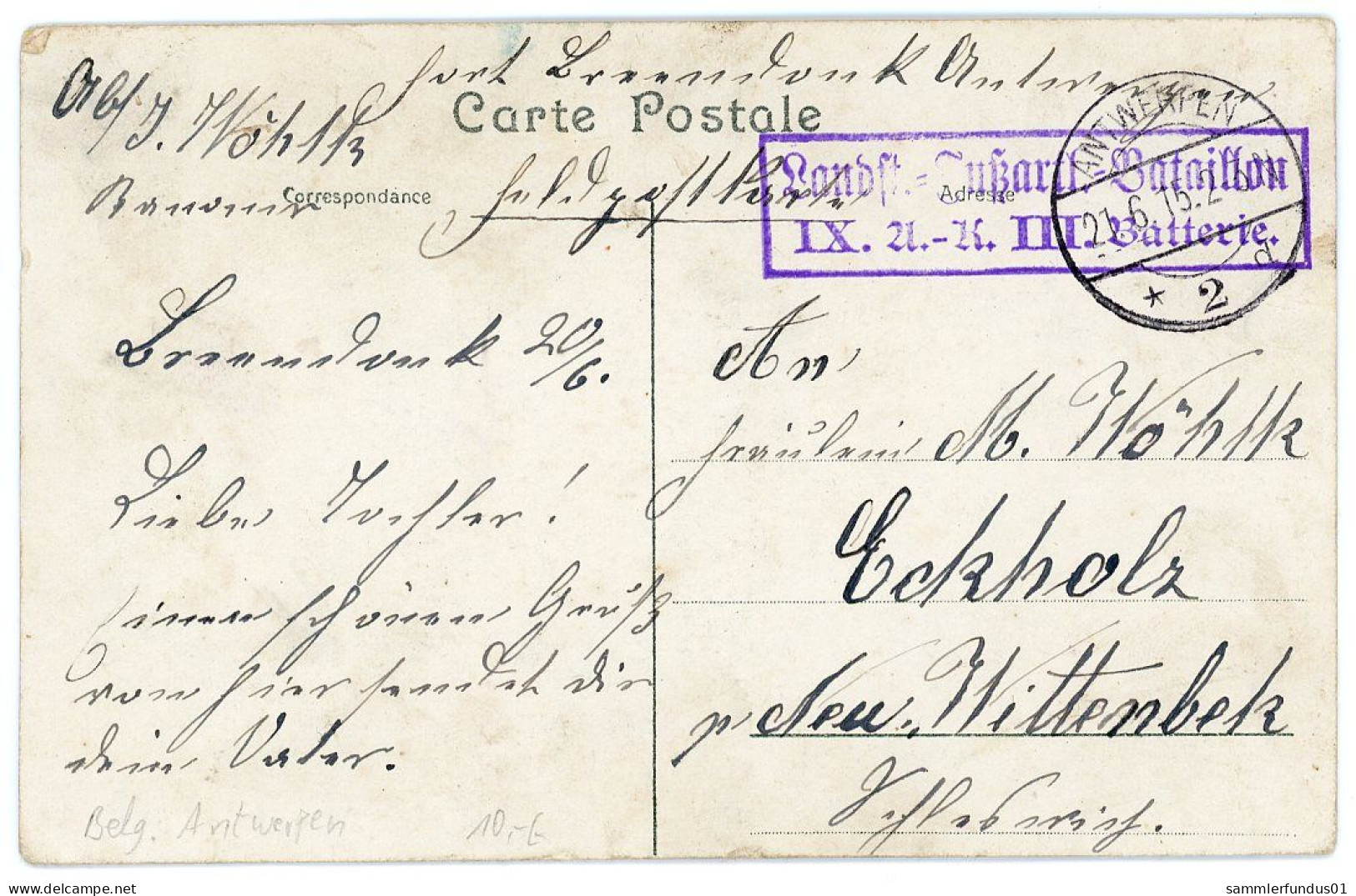 AK/CP Willebrök Willebroeck  Rue Neuve       Gel./circ. 1915  Erh./Cond. 2-  Nr. 01734 - Willebroek