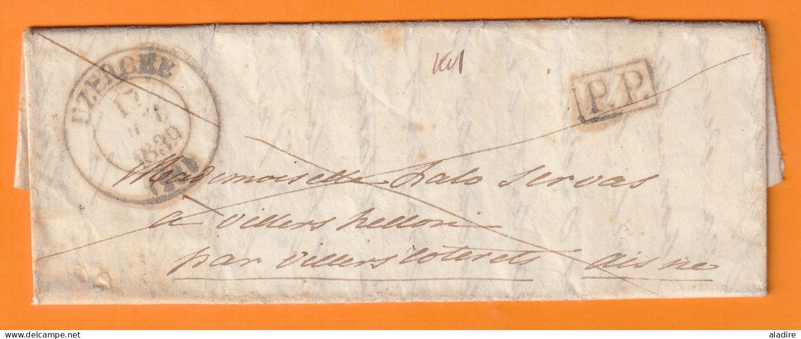 1839 - Lettre Pliée Avec Corresp. Familiale De UZERCHE, Grand Cachet Vers Villers Helon,  Via Villers Cotterets & Paris - 1801-1848: Voorlopers XIX