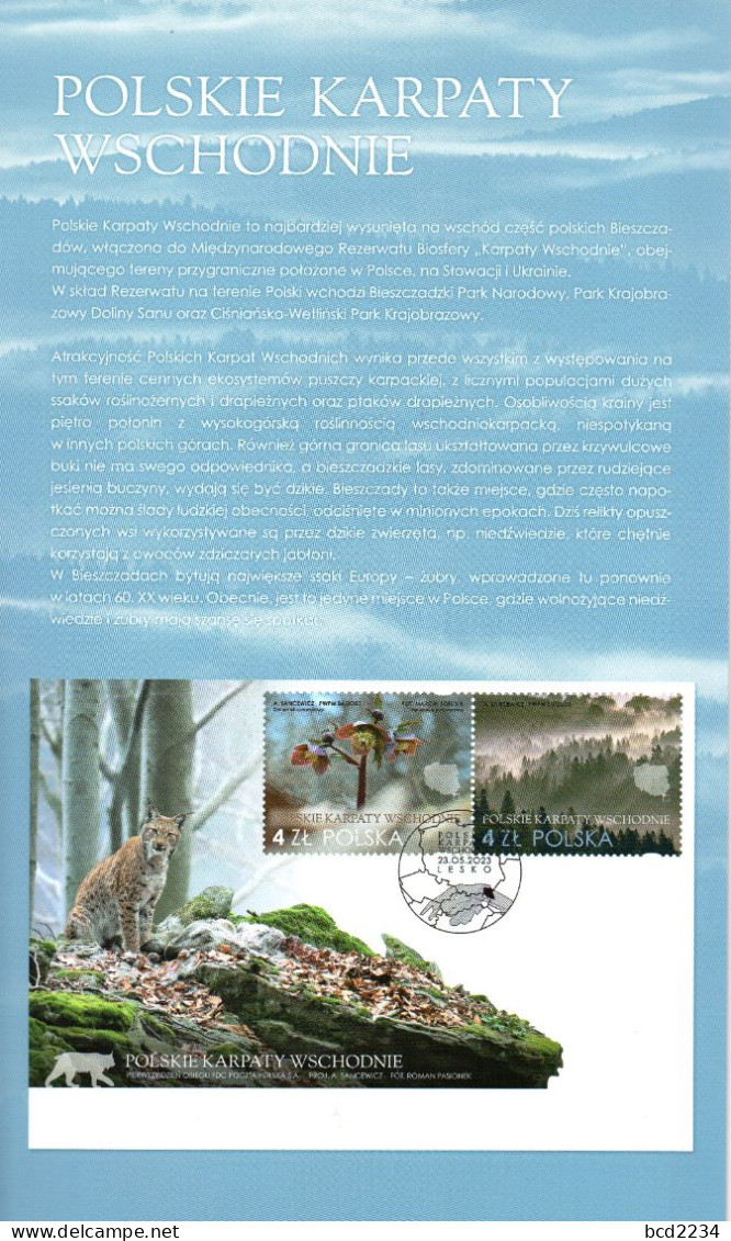 POLAND 2023 POST LIMITED EDITION PHILATELIC FOLDER: CARPATHIAN MOUNTAINS INTERNATIONAL BIOSPHERE RESERVE BEARS FLOWERS - Protection De L'environnement & Climat