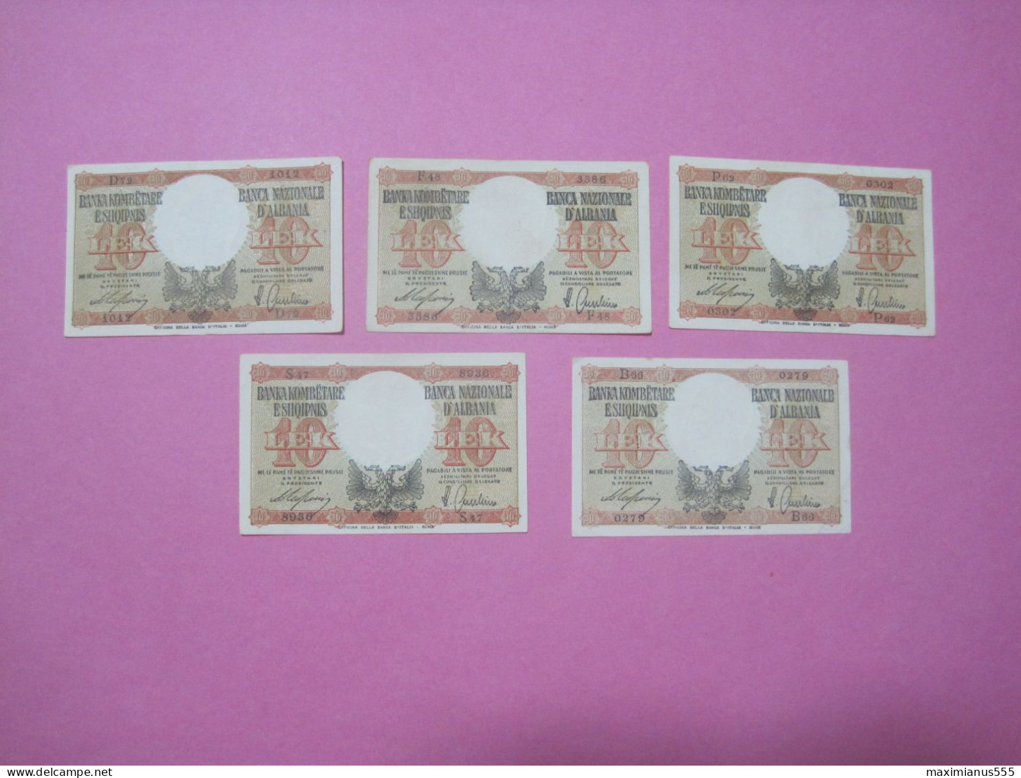 Albania Lot 5 X 10 Lek Banknotes ND 1939 (1) Better Quality - Albanië