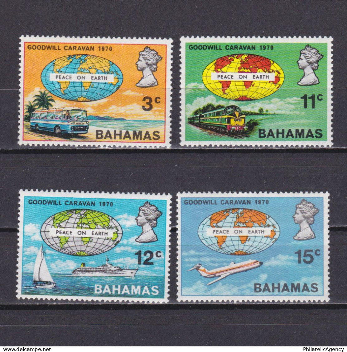 BAHAMAS 1970, SG #347-350, Planes, Ships, Trains, MH - 1963-1973 Interne Autonomie