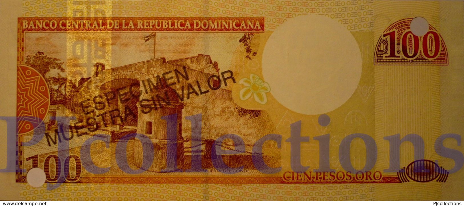 DOMINICAN REPUBLIC 100 PESOS ORO 2000 PICK 167s1 SPECIMEN UNC NUMBER "01054"" - Dominicaine