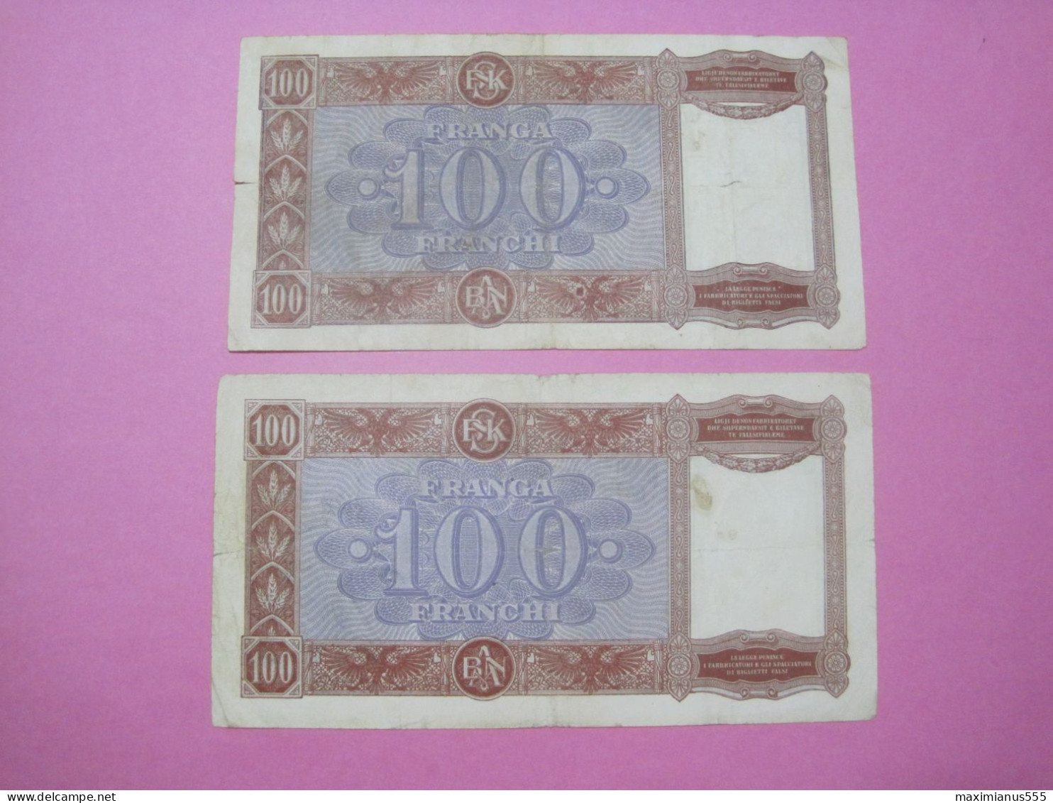 Albania Lot 2 X 100 Franga Banknotes ND 1939, First And Second Edition (2) - Albanië