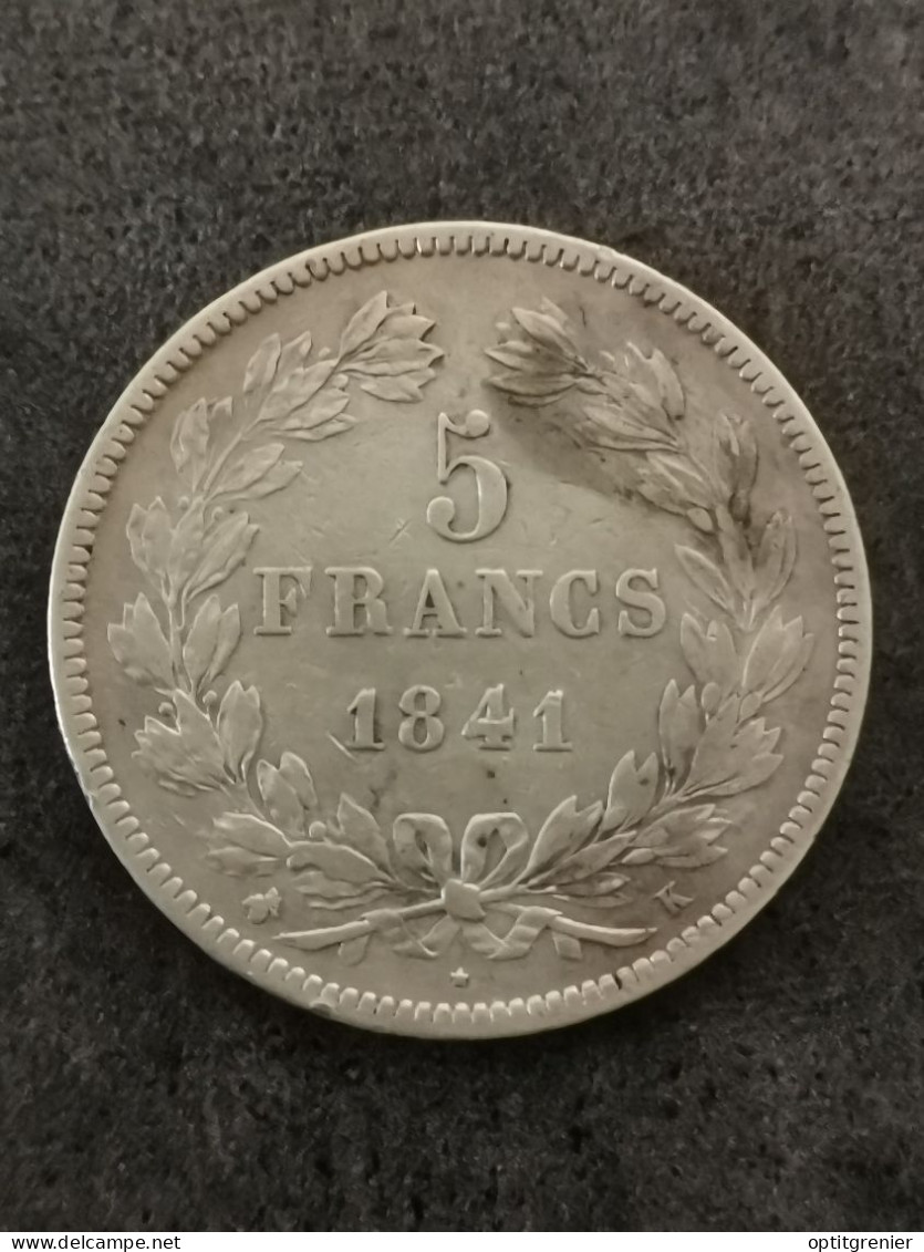 5 FRANCS ARGENT 1841 K BORDEAUX 1019748 EX. LOUIS PHILIPPE I DOMARD 2ème RETOUCHE FRANCE / SILVER - 5 Francs