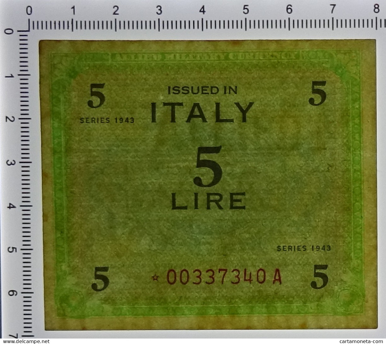 5 LIRE FLC OCCUPAZIONE AMERICANA IN ITALIA MONOLINGUA ASTERISCO 1943 SUP- - 2. WK - Alliierte Besatzung