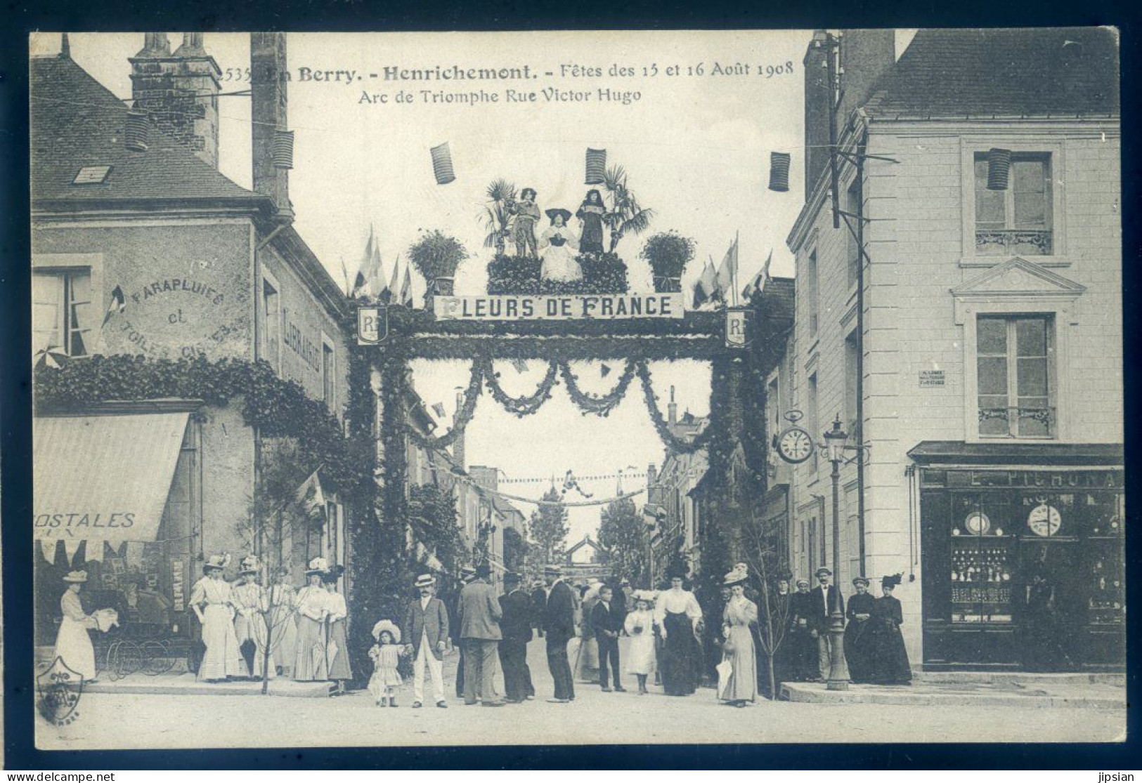 Cpa Du 18 Henrichemont Fêtes Des 15 Et 16 Août 1908 -- Arc De Triomphe Rue Victor Hugo   JUI23-27 - Henrichemont