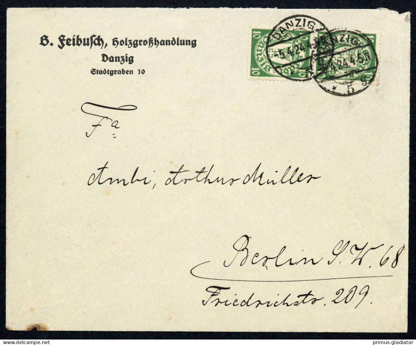 1924, Danzig, 194 X (2), Brief - Lettres & Documents