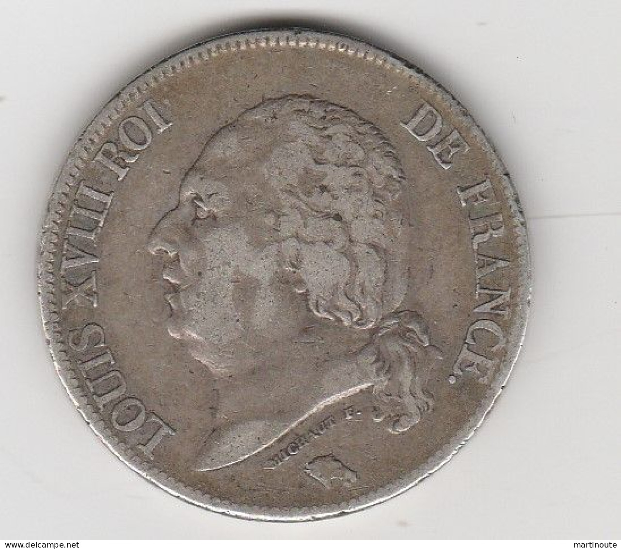 -  MONNAIE 5 FR 1822 A LOUIS XVIII ROI DE FRANCE En Argent Poids 25 Grammes - 5 Francs