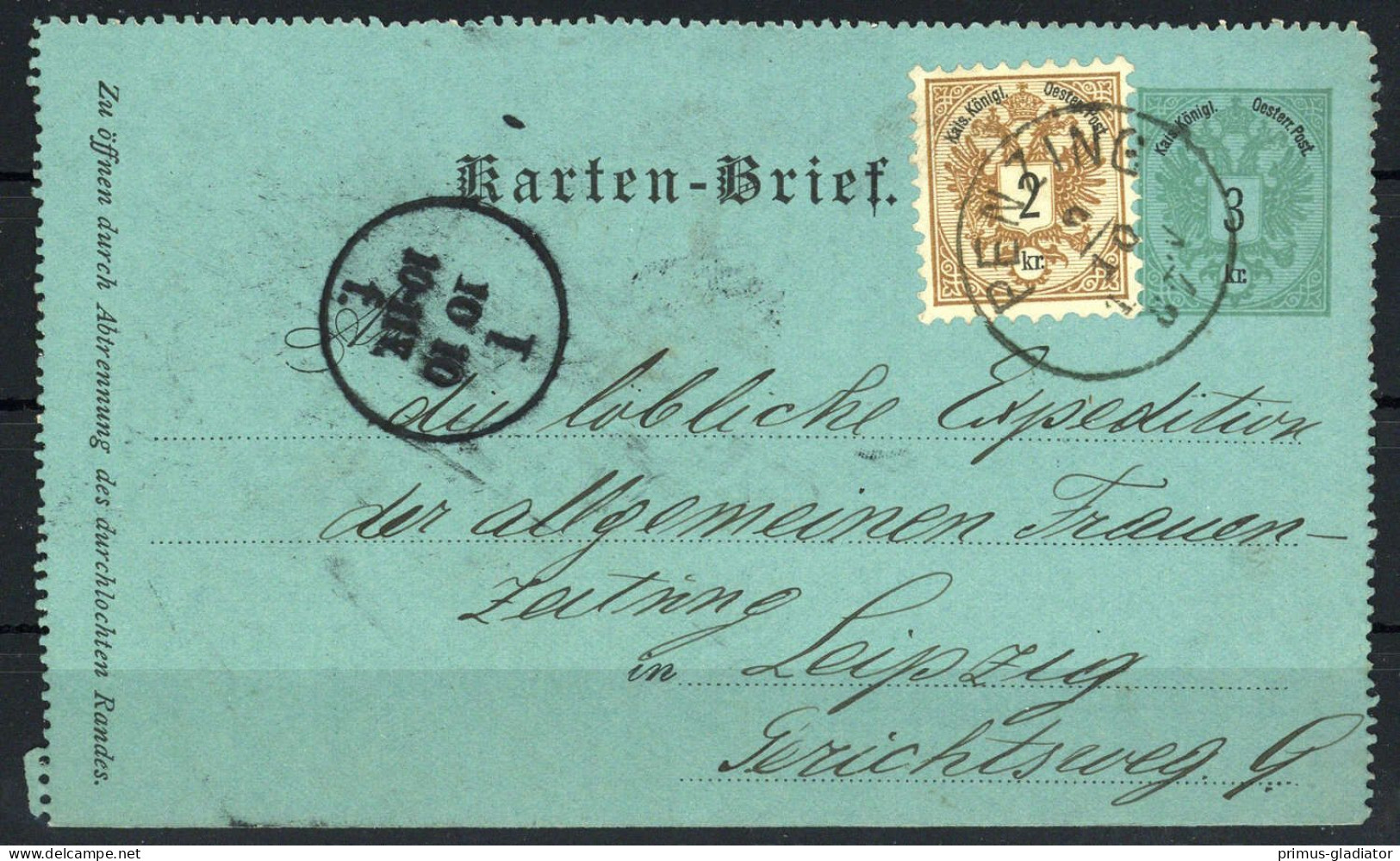 1886, Österreich, K 1 A, 44, Brief - Mechanische Stempel