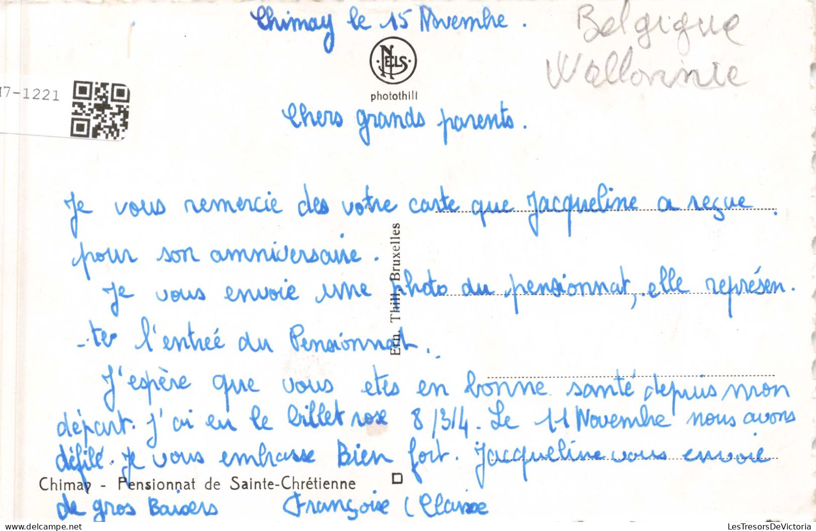 BELGIQUE - Chimay - Pensionnat De Sainte-Chrétienne   - Carte Postale Ancienne - Bildung, Schulen & Universitäten
