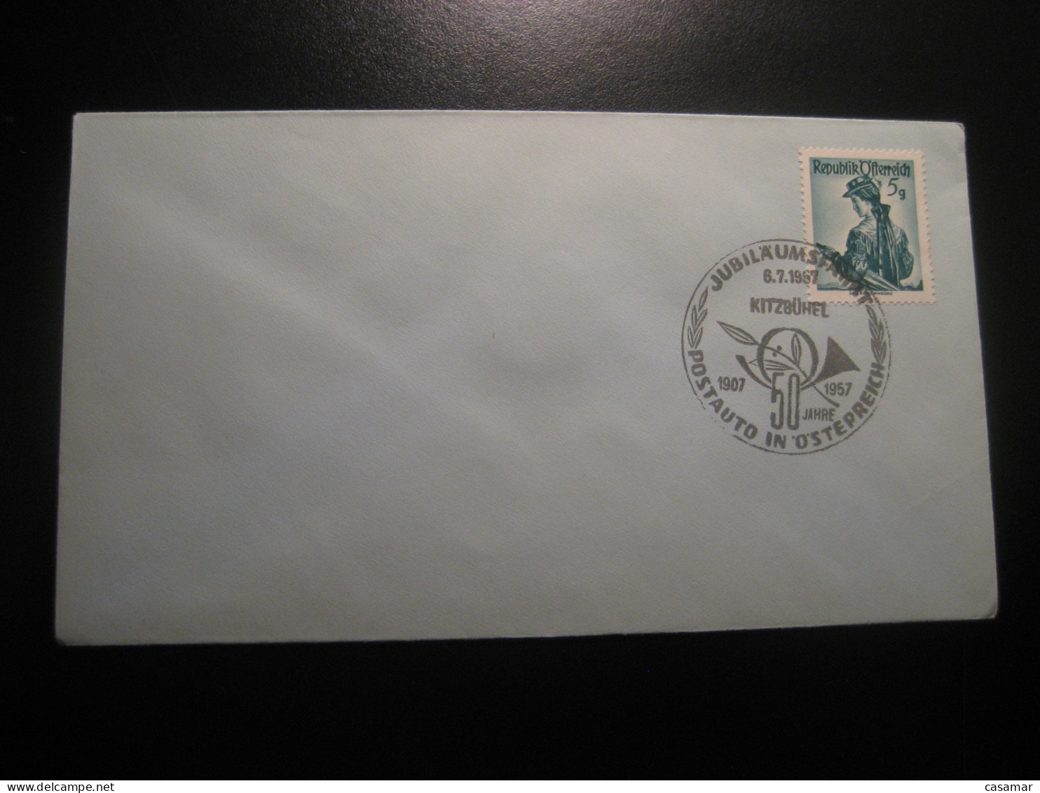 KITZBUHEL 6.7.1957 Postbus Post Bus 50 Year Anniversary Trip Cancel Cover AUSTRIA Coach Autobus Autocar - Bus