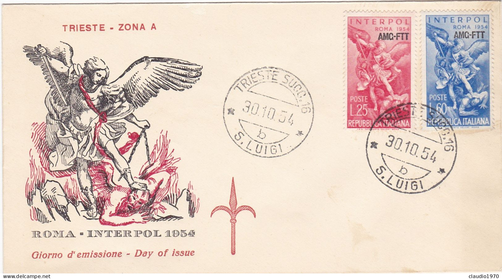 ITALIA - TRIESTE - ZONA A ( AMG FTT) - BUSTA FDC  - STORIA POSTALE - 1954 - Poststempel