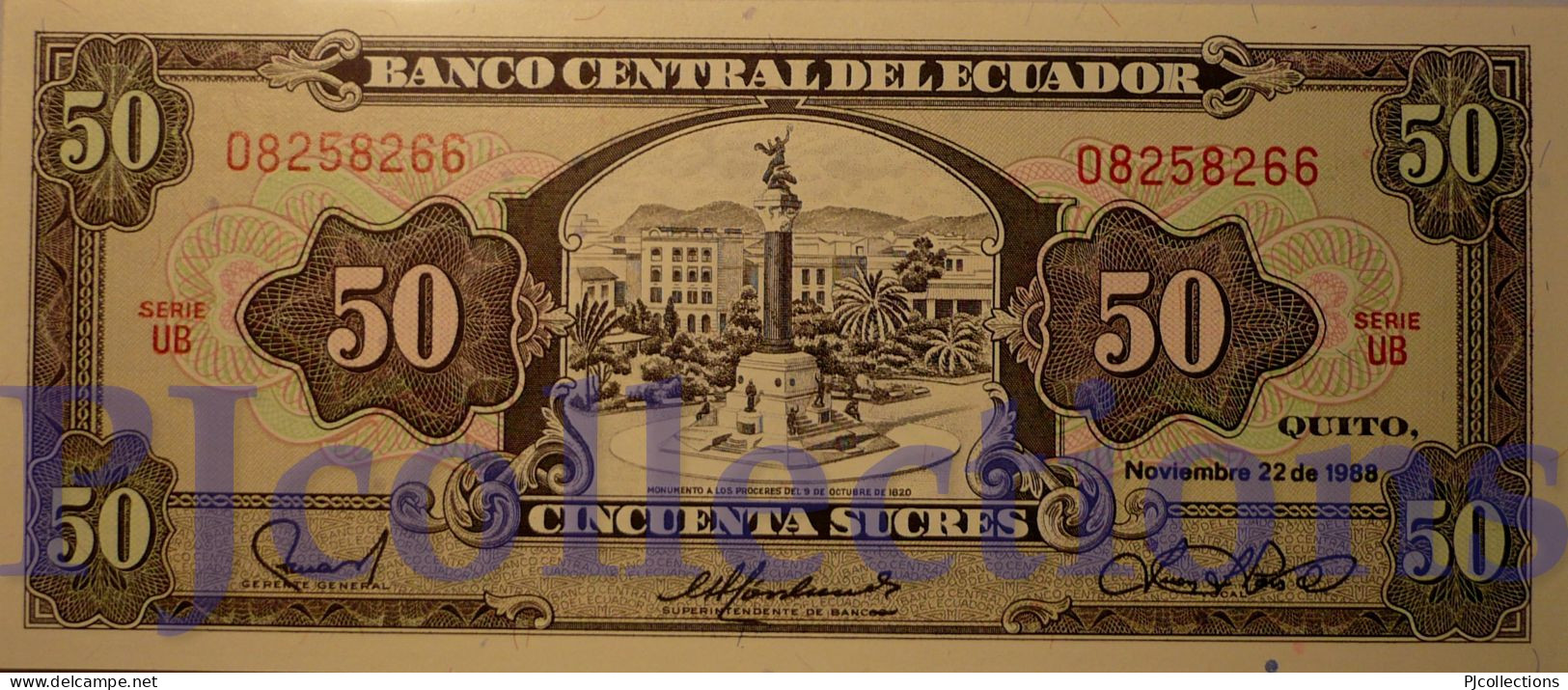 ECUADOR 50 SUCRES 1988 PICK 122a UNC - Ecuador