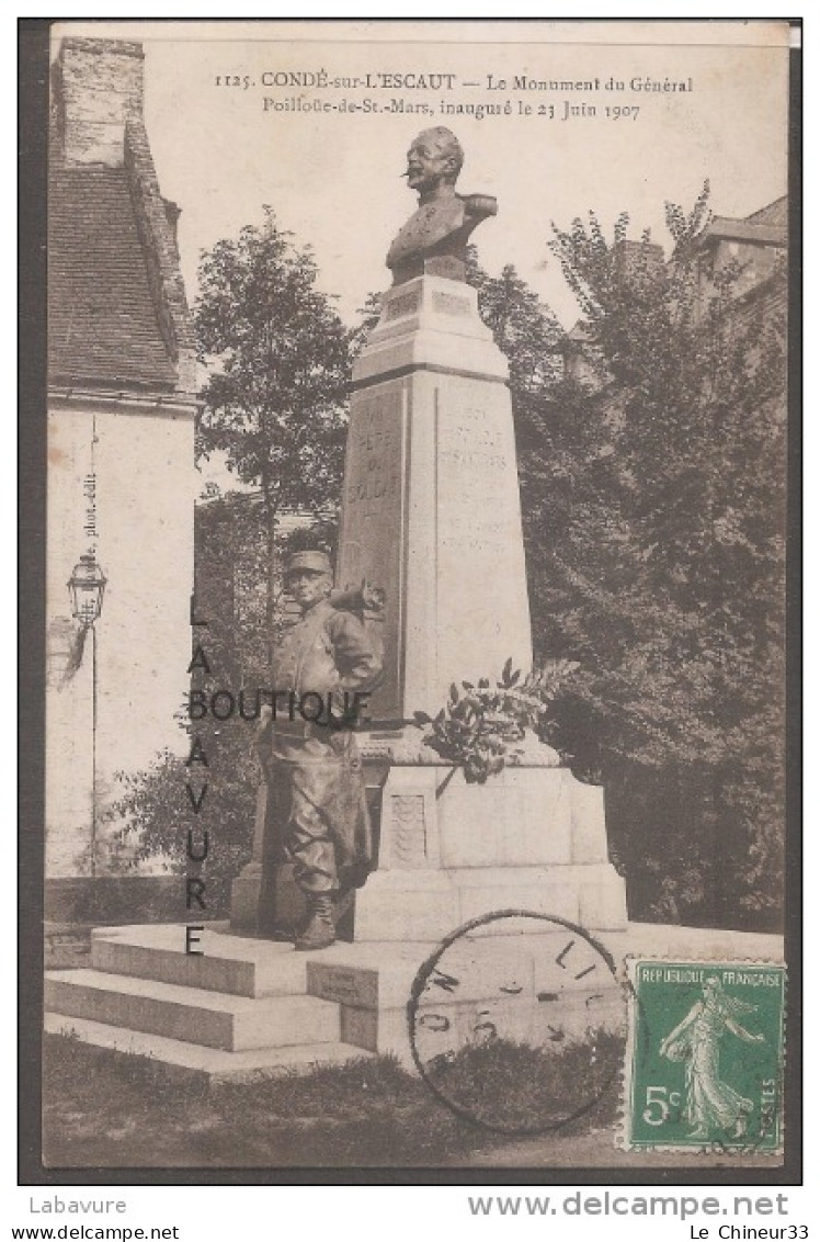 59-----CONDE SUR L'ESCAUT--Le Monument Du Général Poilloue De Sat Mars-inauguré 23 Juin 1907 - Conde Sur Escaut