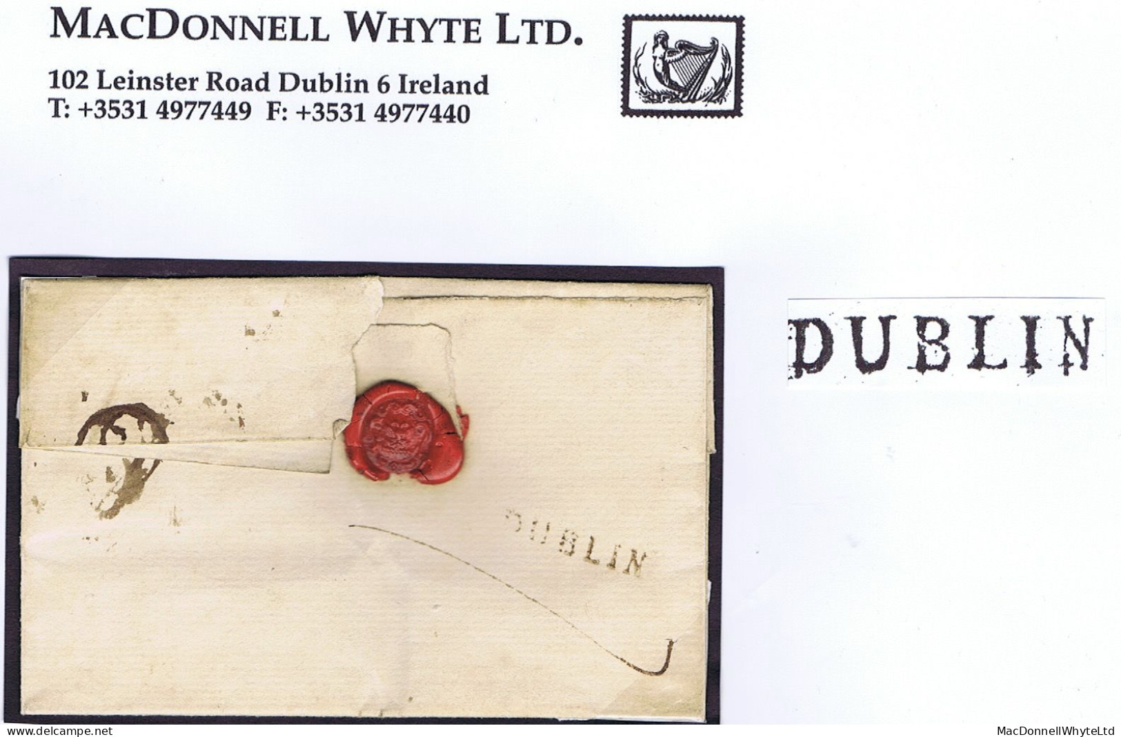 Ireland Dublin 1748 Lettersheet To Leadbury With The Medium 27mm DUBLIN In Black, Rerated To "1n10" - Prephilately