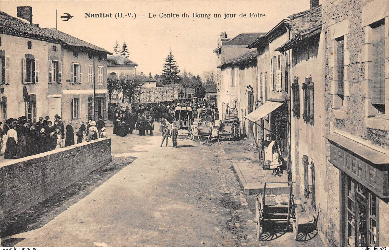 87-NANTIAT- LE CENTRE DU BOURG UN JOUR DE FOIRE - Nantiat