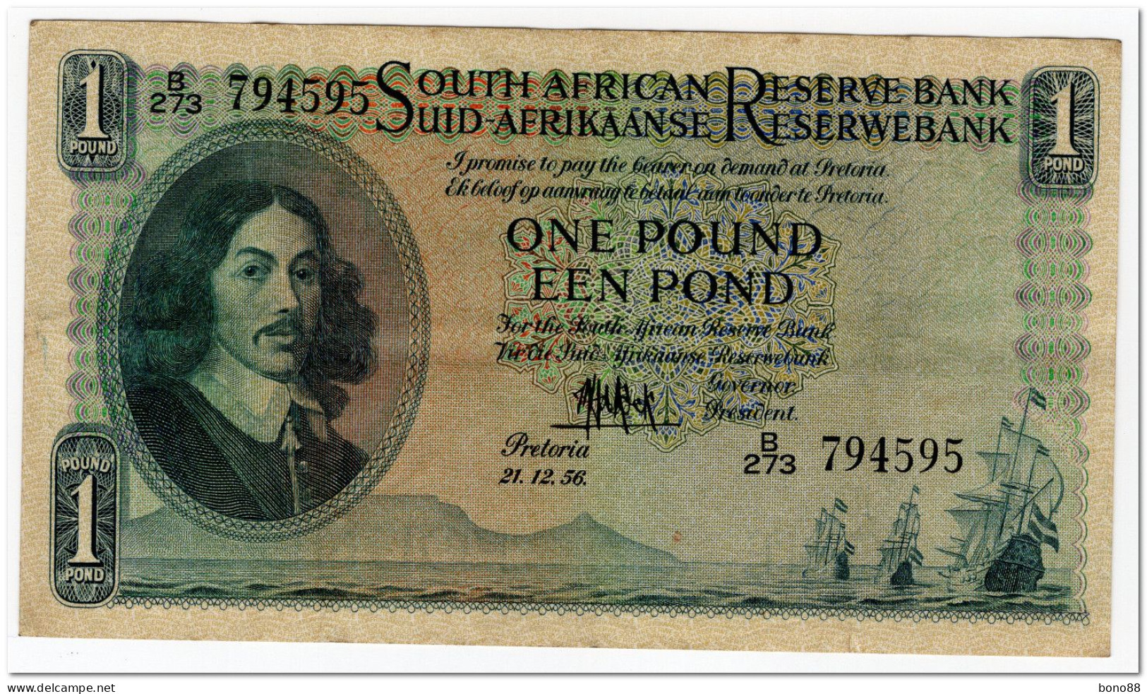 SOUTH AFRICA,1 POUND,1956,P.92d,VF - South Africa