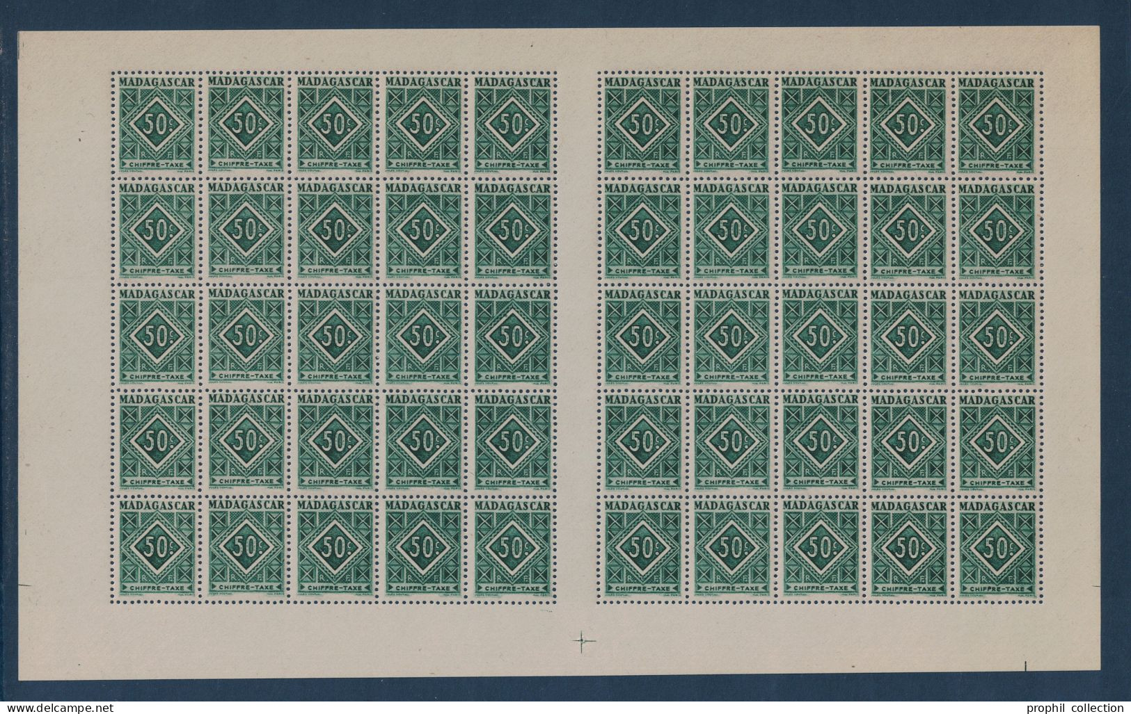 TIMBRE TAXE N° 33 En FEUILLE PANNEAU DE 50 EXEMPLAIRES NEUFS ** MNH TTB De MADAGASCAR - Postage Due