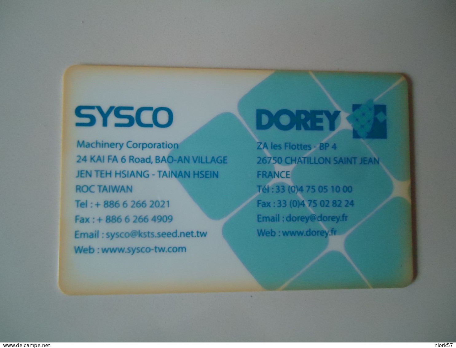 FRANCE   GSM   CARDS  GSM  SYSCO DOREY   2 SCAN - Publicidad