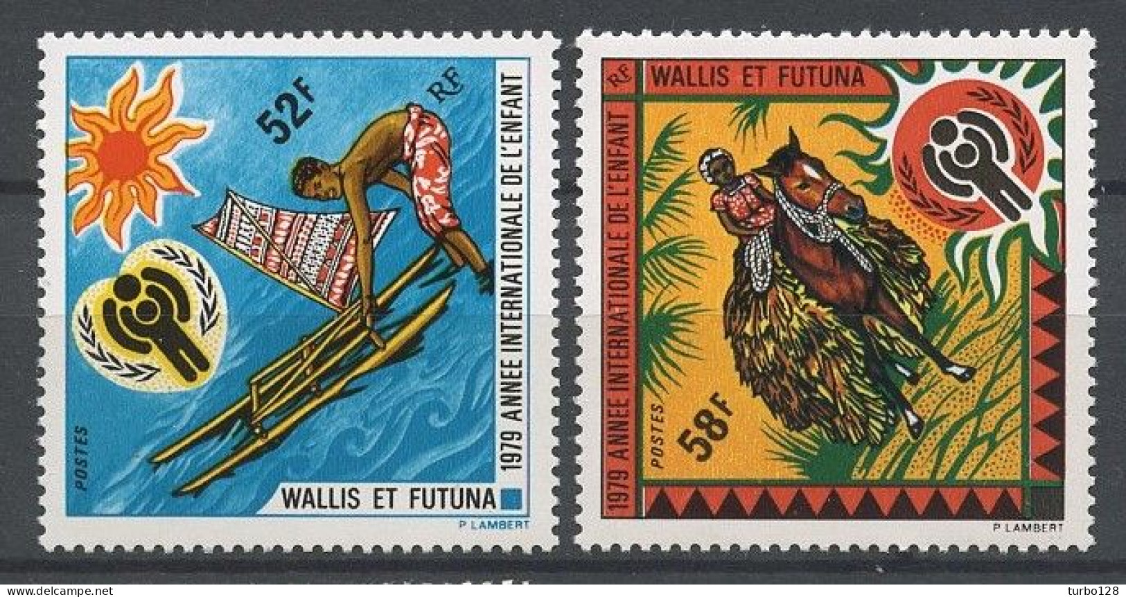 WALLIS 1979 N° 232/233 ** Neufs MNH Superbes C 5 € Année Enfants Chevaux Bateaux Horses Boats Children - Nuovi