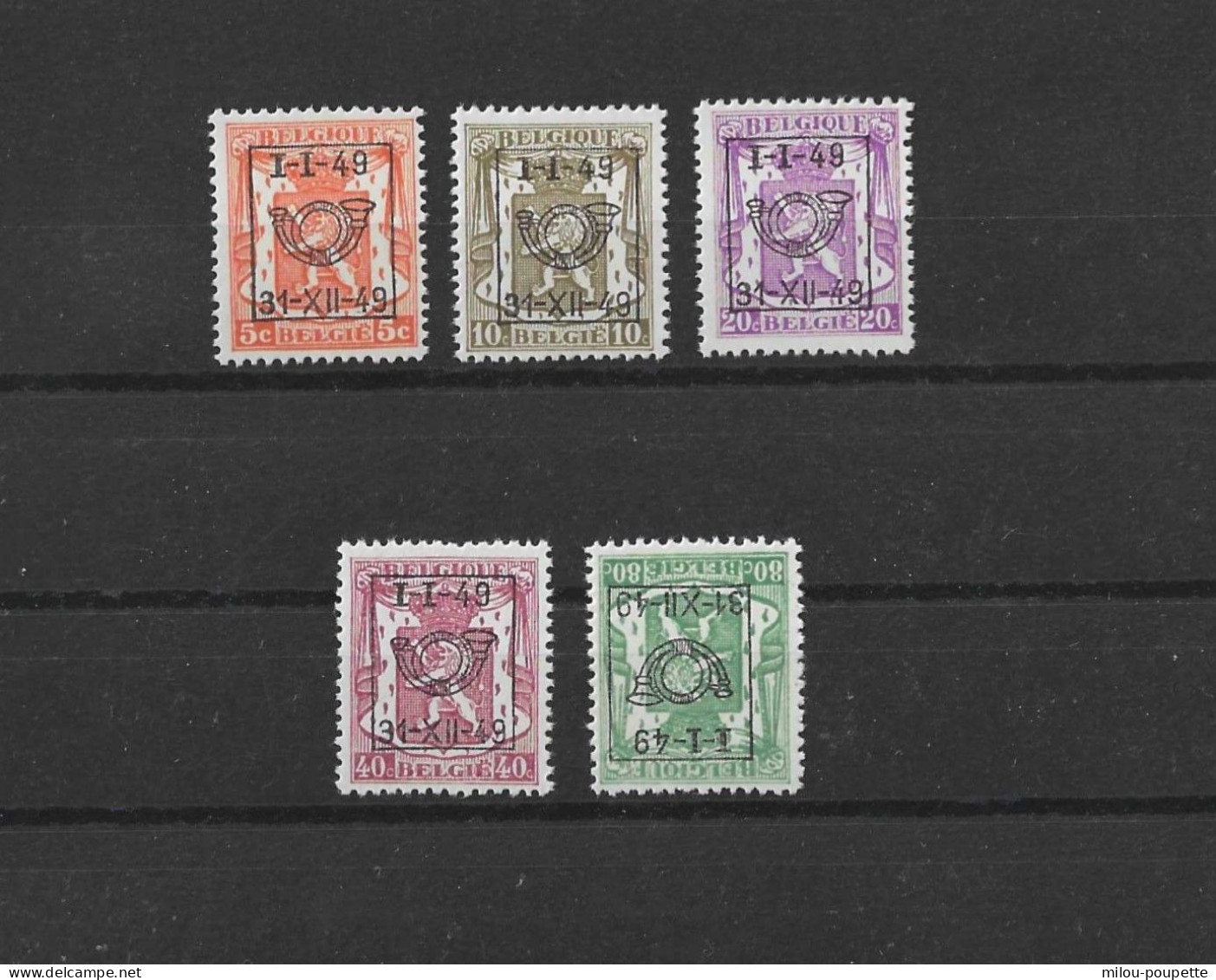 TIMBRES BELGIQUE Préoblitérés  PRE 589/593XX - Typos 1936-51 (Kleines Siegel)