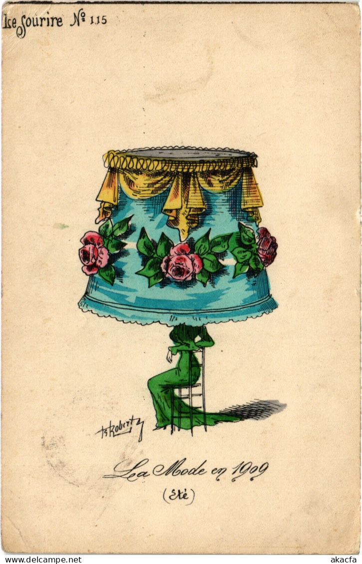 PC ARTIST SIGNED, L. ROBERT, GLAMOUR LADY IN HUGE HAT, Vintage Postcard (b49380) - Robert