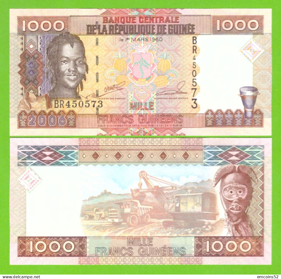 GUINEA  1000 FRANCS 2006 P-40  UNC - Guinée