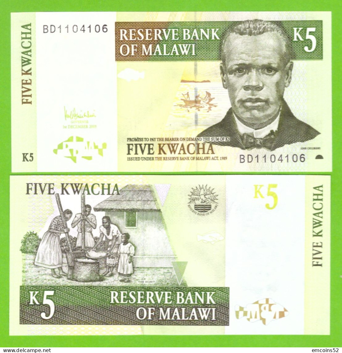 MALAWI 5 KWACHA 2005 P-36c  UNC - Malawi