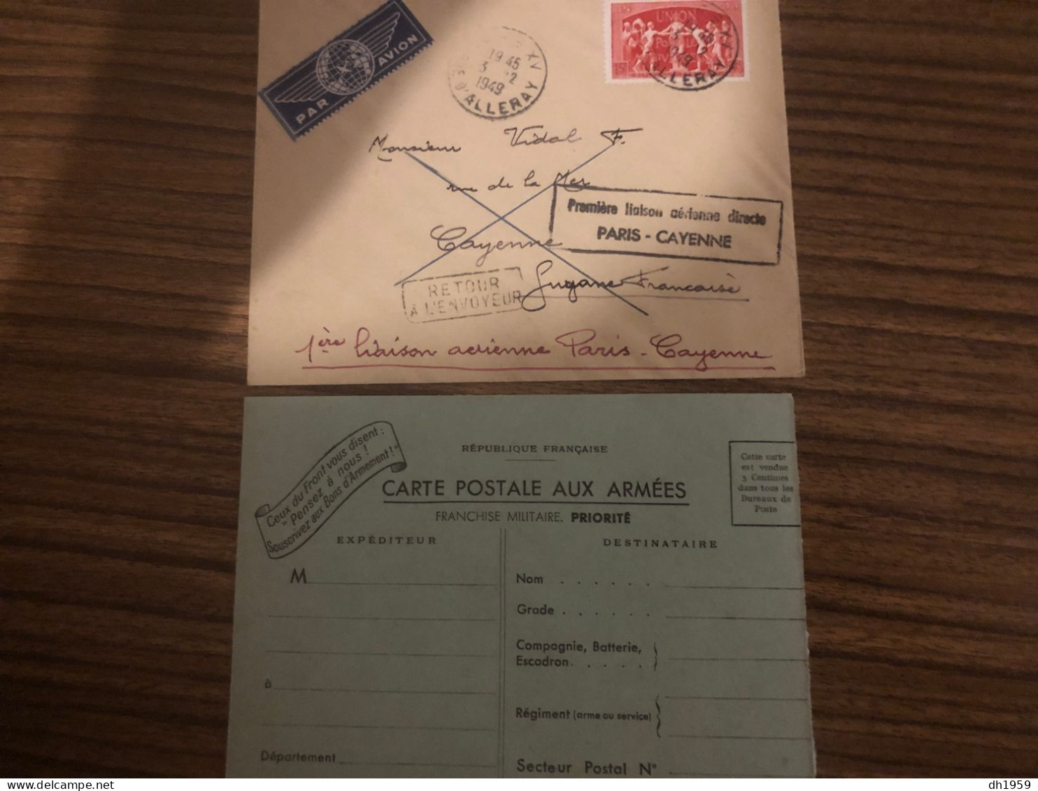 1949 PREMIERE LIAISON AERIENNE DIRECTE PARIS - CAYENNE GUYANE FRANCAISE  ERSTFLUG PREMIER VOL FIRST FLIGHT - Lettres & Documents