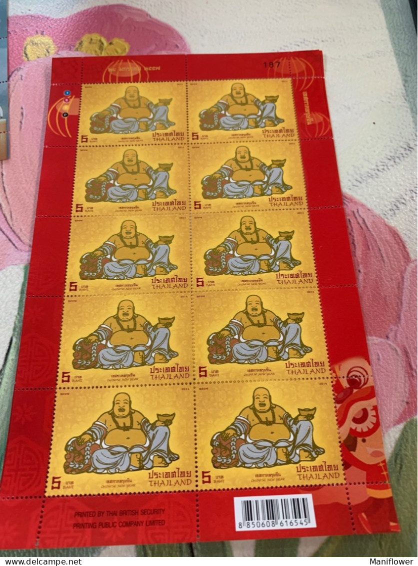 Thailand Stamp 2014 Buddha Blessing MNH Chinese New Year Sheet - Buddhism