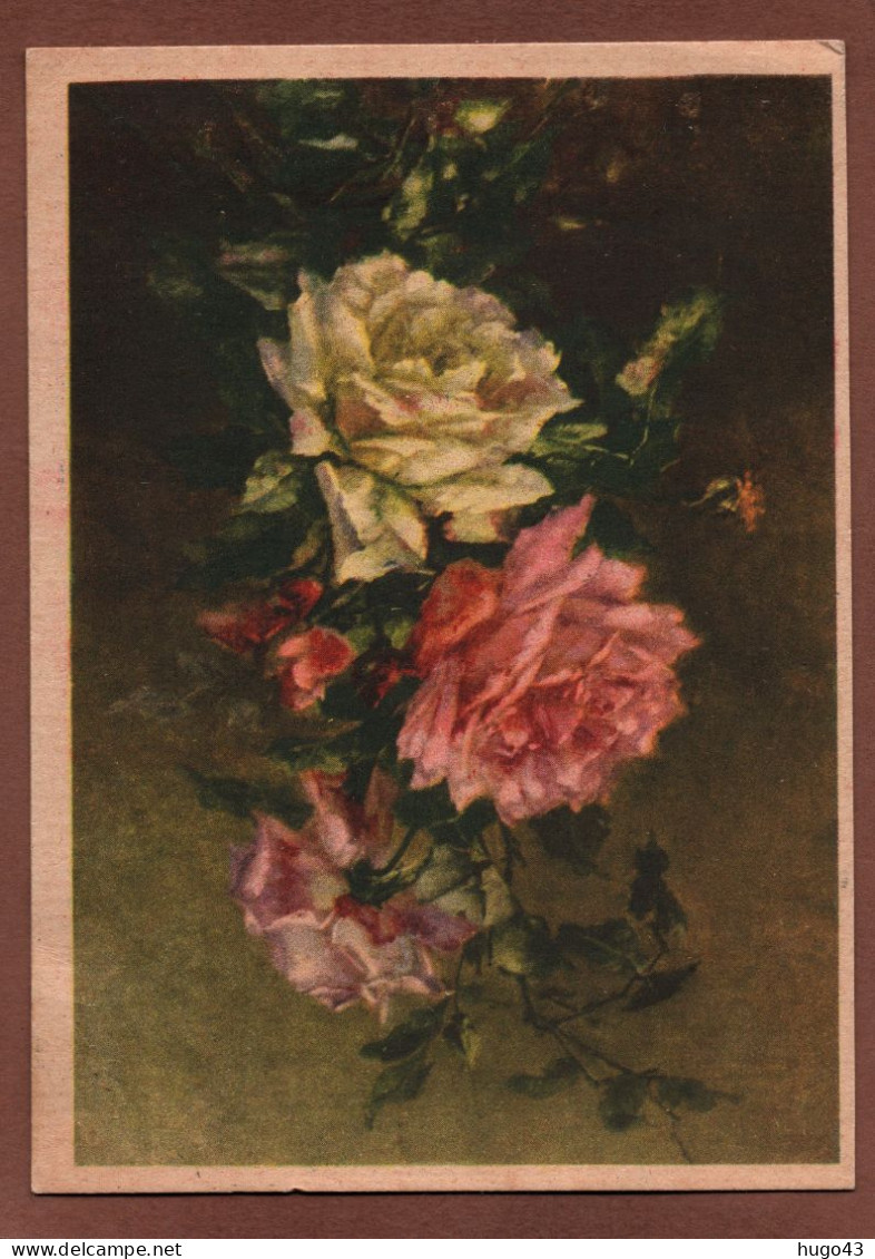 (RECTO / VERSO) ESCHWEILER - BOUQUET DE ROSES - CPSM GF - BEAU TIMBRE ET CACHET ESCHWEILER - Eschweiler