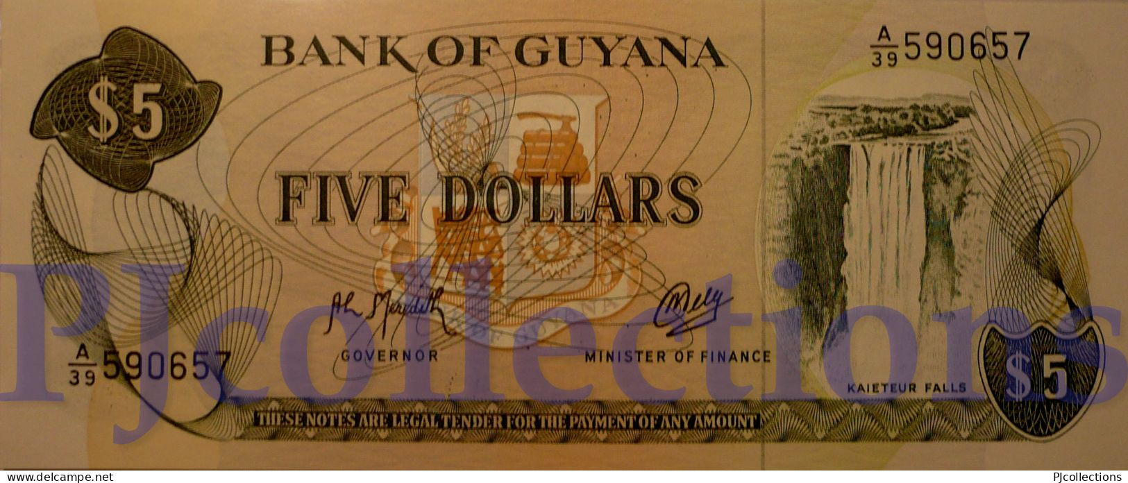 GUYANA 5 DOLLARS 1992 PICK 22f UNC - Guyana