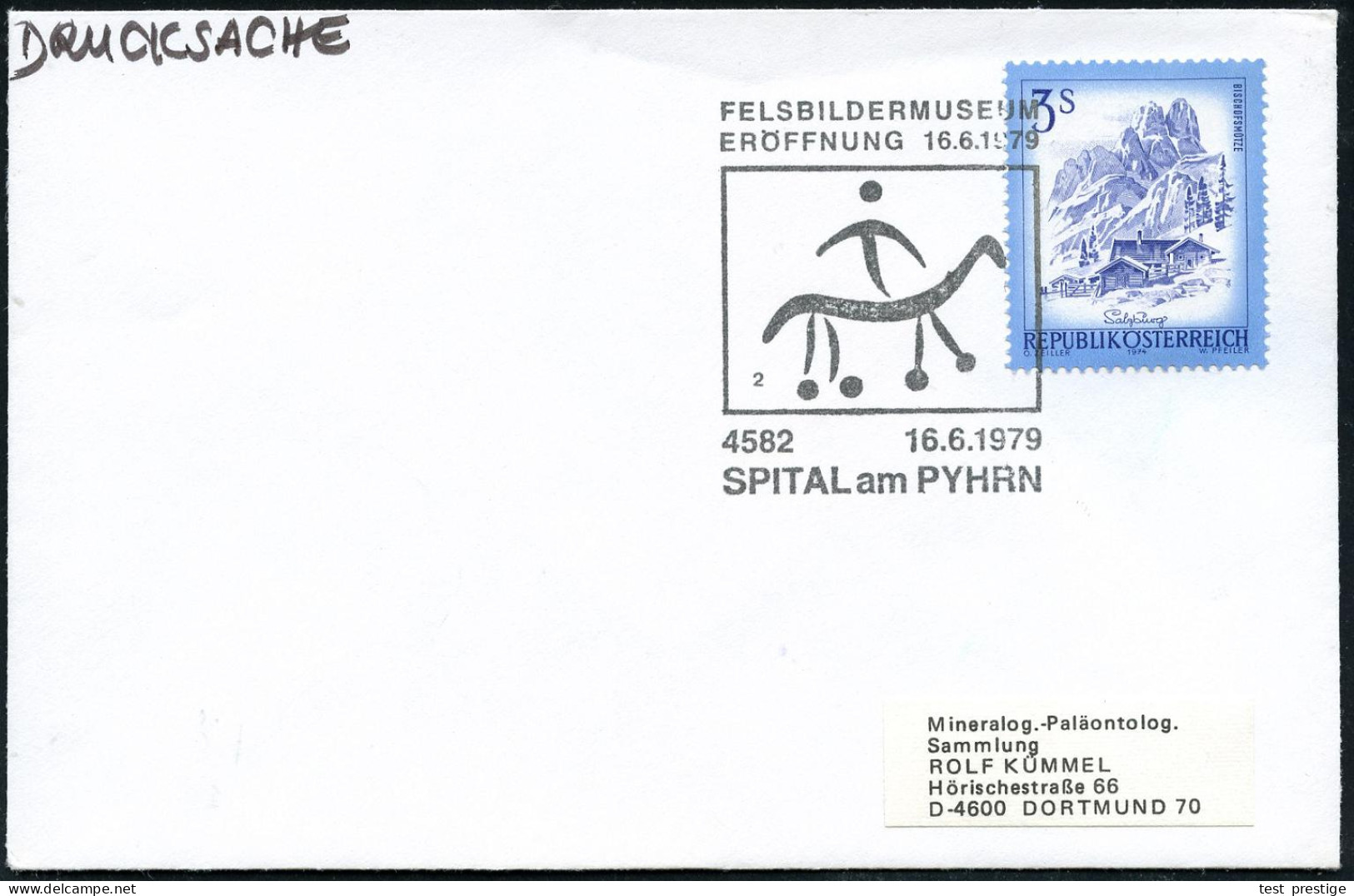 ÖSTERREICH 1979 (16.6.) SSt.: 4582 SPITAL Am PYHRN/FELDBILDERMUSEUM.. = Prähistor. Felszeichnung Reiter, Klar Gest. Ausl - Prehistorie